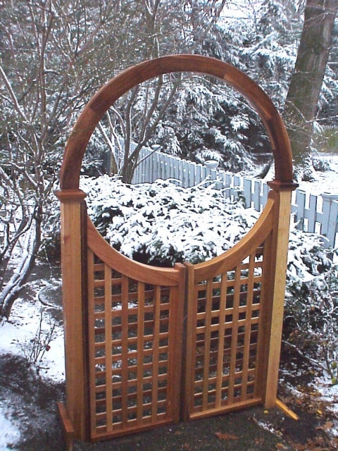 wooden trellis with gate Wooden Arbor Walkway Gate custom made by New England Woodworks