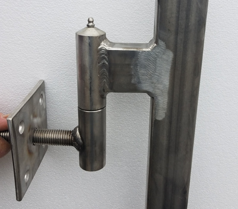 Adjustable post hardware for New England Woodworks Cedar Driveway Gates