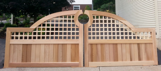 Unique Estate Convex Wooden Driveway Gate